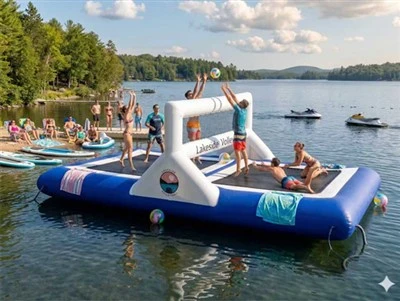 Trampolino gonfiabile per campo da pallavolo galleggiante sull'acqua